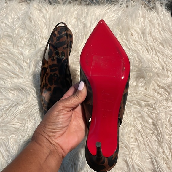 Christian Louboutin Leopard Print Kate Sling 85 - Picture 6 of 10